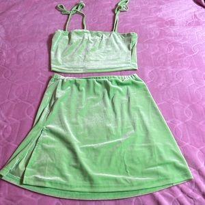 NWOT neon green two piece set